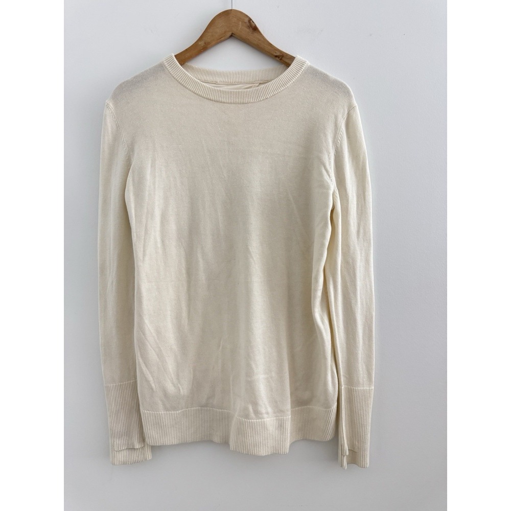 Lululemon Still At Ease Cashmere Blend Pullover Sweater Size M Cream Open-Back‎ - Picture 2 of 8